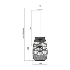 Lampa Wisząca ARONA Abażur Czarny 1xG9 25cm