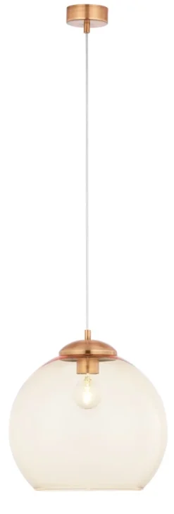 Lampa Wisząca ASTI Miedziany Bursztynowy Szklany Klosz 1xE27 29 cm