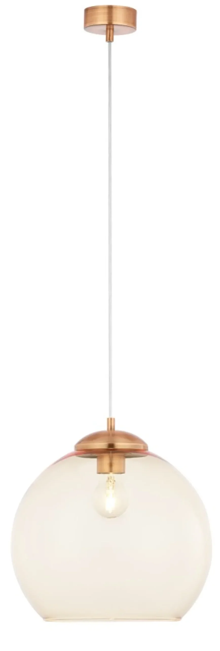 Lampa Wisząca ASTI Miedziany Bursztynowy Szklany Klosz 1xE27 29 cm