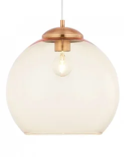 Lampa Wisząca ASTI Miedziany Bursztynowy Szklany Klosz 1xE27 29 cm