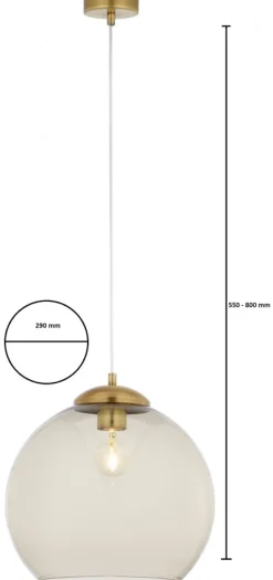 Lampa Wisząca ASTI Patyna Szary Szklany Klosz 1xE27 29 cm