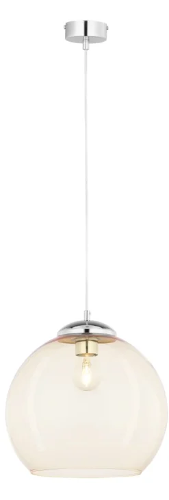 Lampa Wisząca ASTI Srebrny Bursztynowy Szklany Klosz 1xE27 29 cm