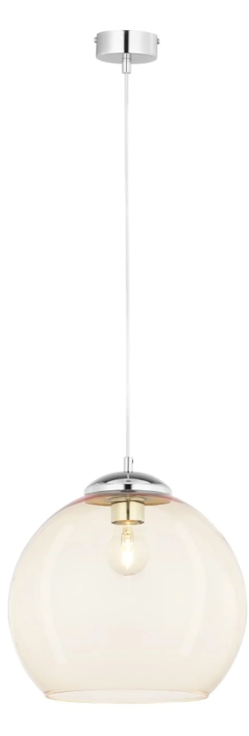 Lampa Wisząca ASTI Srebrny Bursztynowy Szklany Klosz 1xE27 29 cm
