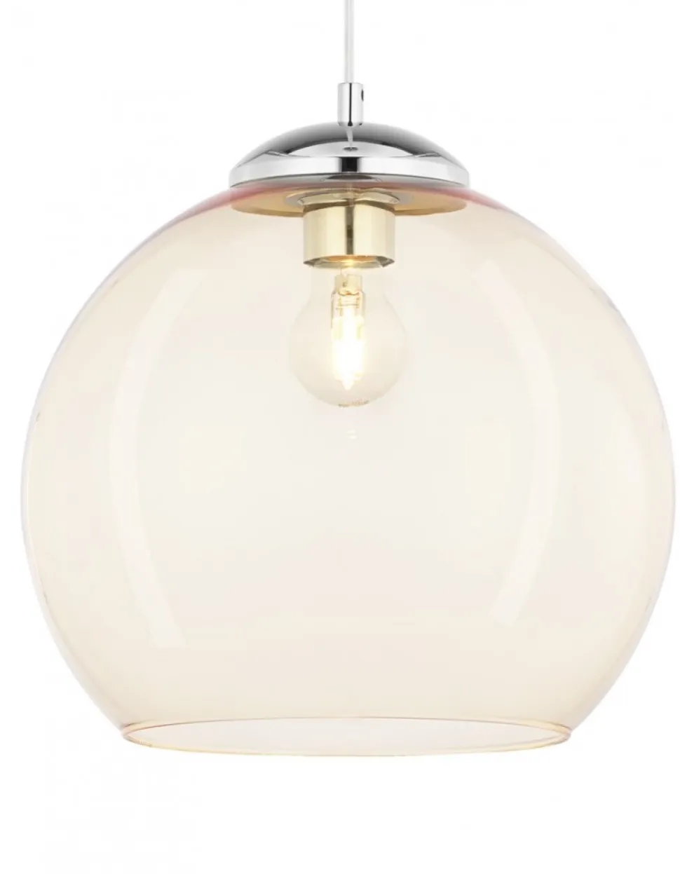 Lampa Wisząca ASTI Srebrny Bursztynowy Szklany Klosz 1xE27 29 cm