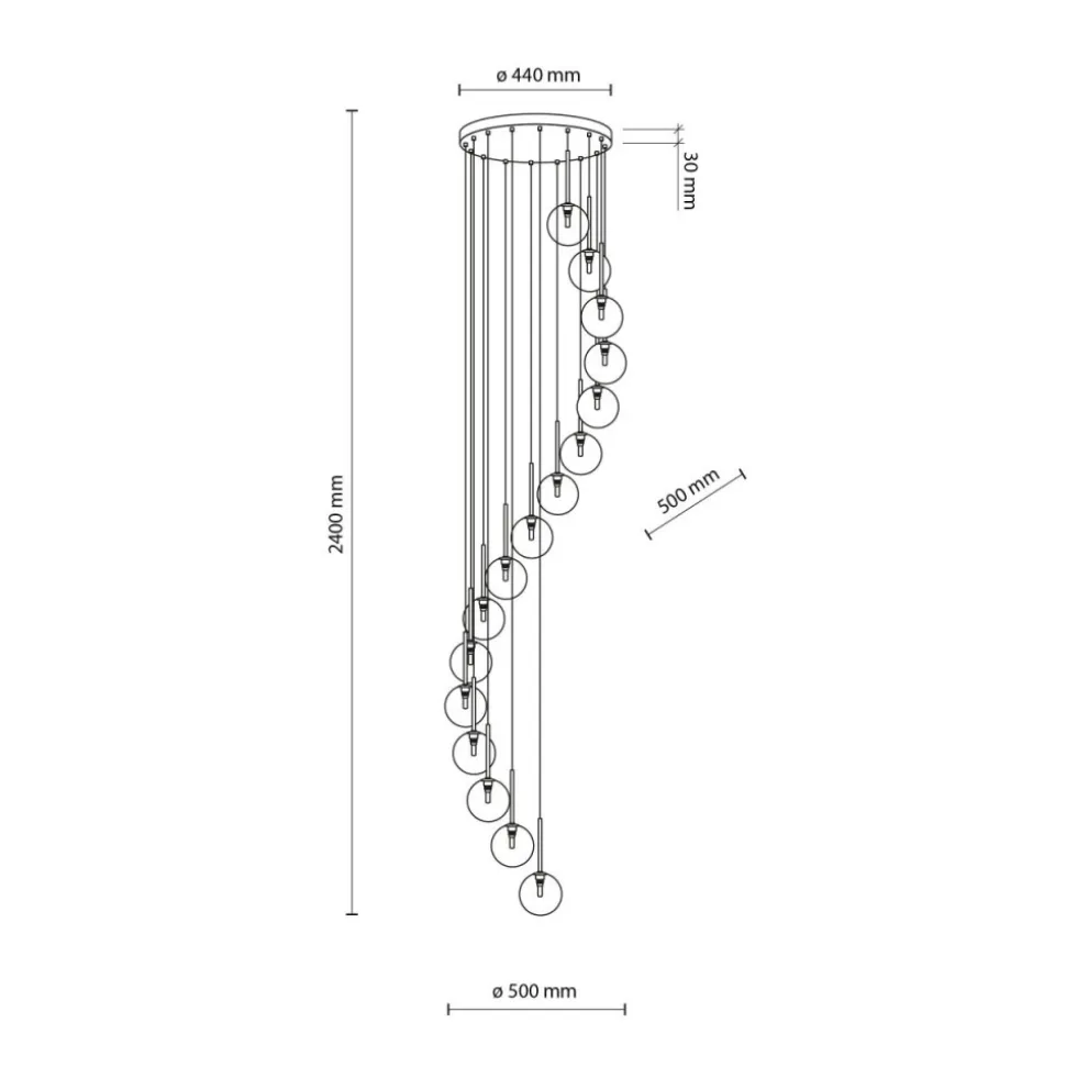 Lampa wisząca AURORA czarna 16xG9