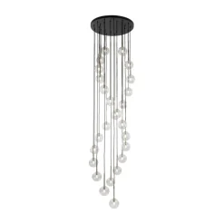Lampa wisząca AURORA czarna klosz transparentny 26xG9