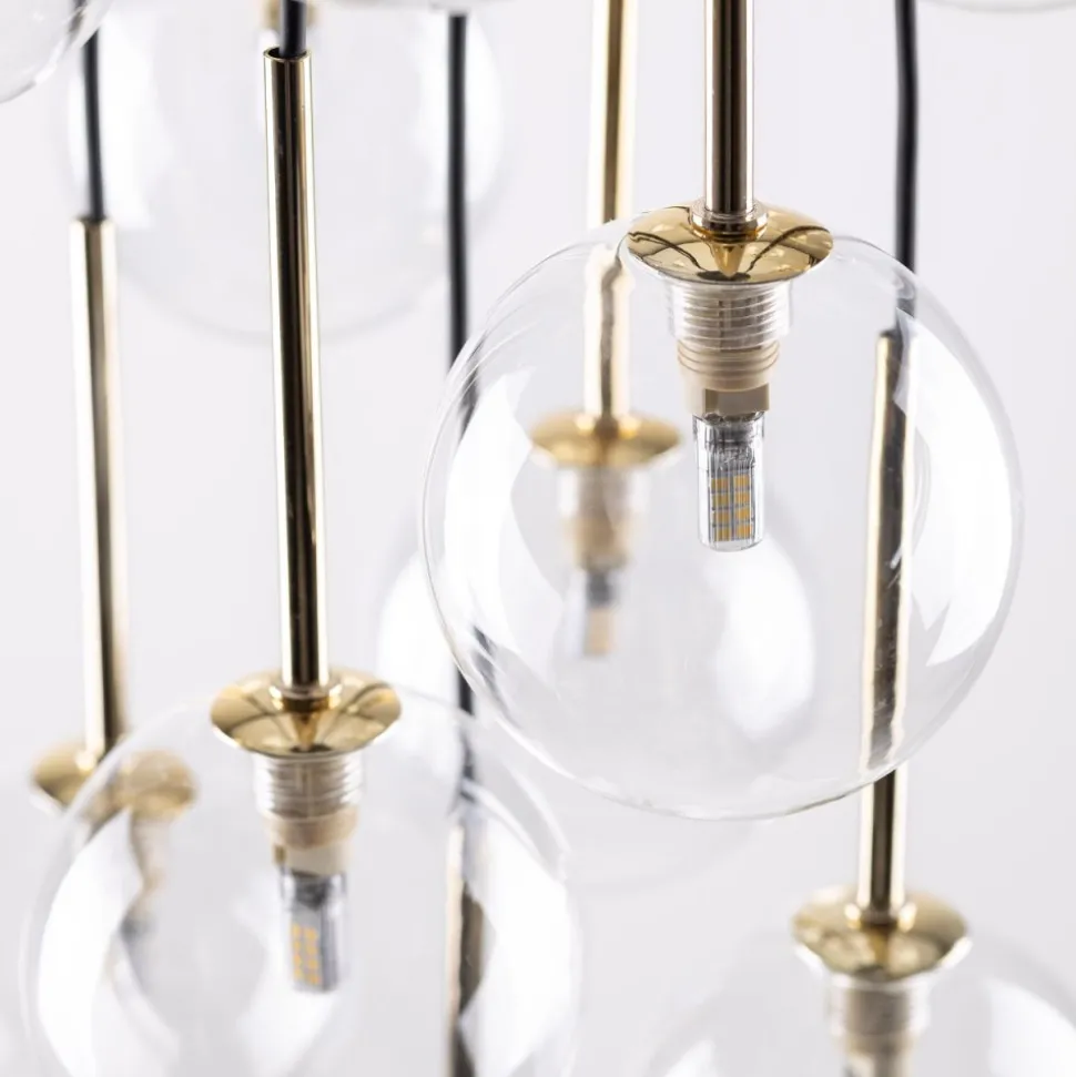 Lampa wisząca AURORA czarna klosz transparentny 26xG9