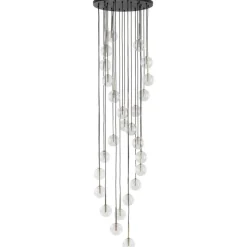 Lampa wisząca AURORA czarna klosz transparentny 26xG9