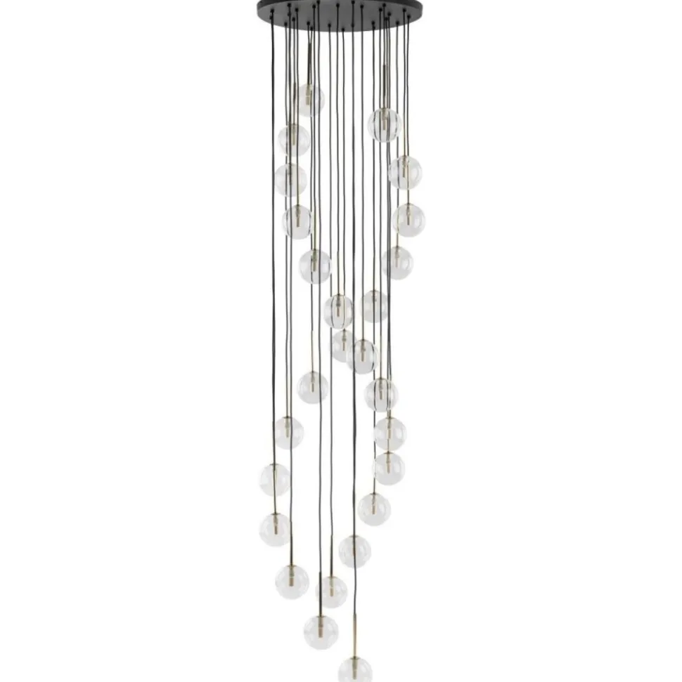 Lampa wisząca AURORA czarna klosz transparentny 26xG9