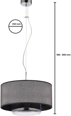 Lampa Wisząca AVEO Czarny Transparentny Abażur Szklany Klosz 1xE27 35 cm