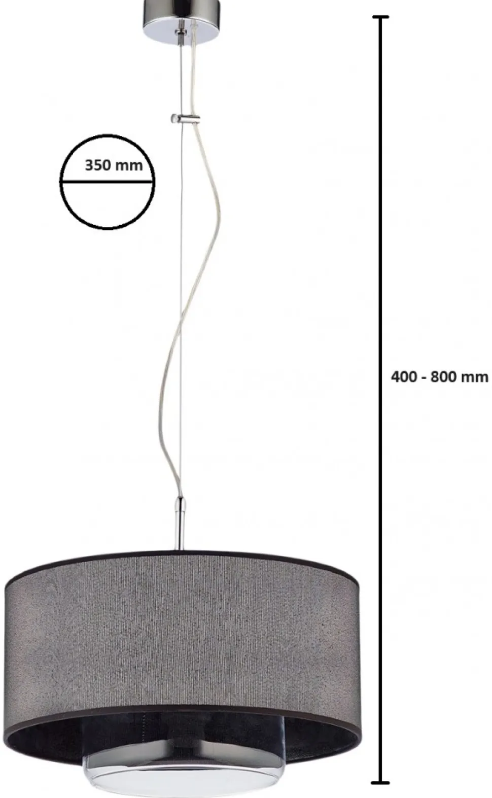 Lampa Wisząca AVEO Czarny Transparentny Abażur Szklany Klosz 1xE27 35 cm