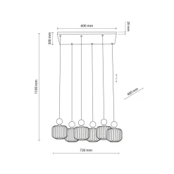 Lampa wisząca BALLO sabia beżowa klosz biały 6xE14