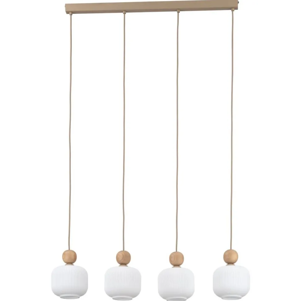 Lampa wisząca BALLO sabia beżowa klosz biały 4xE14