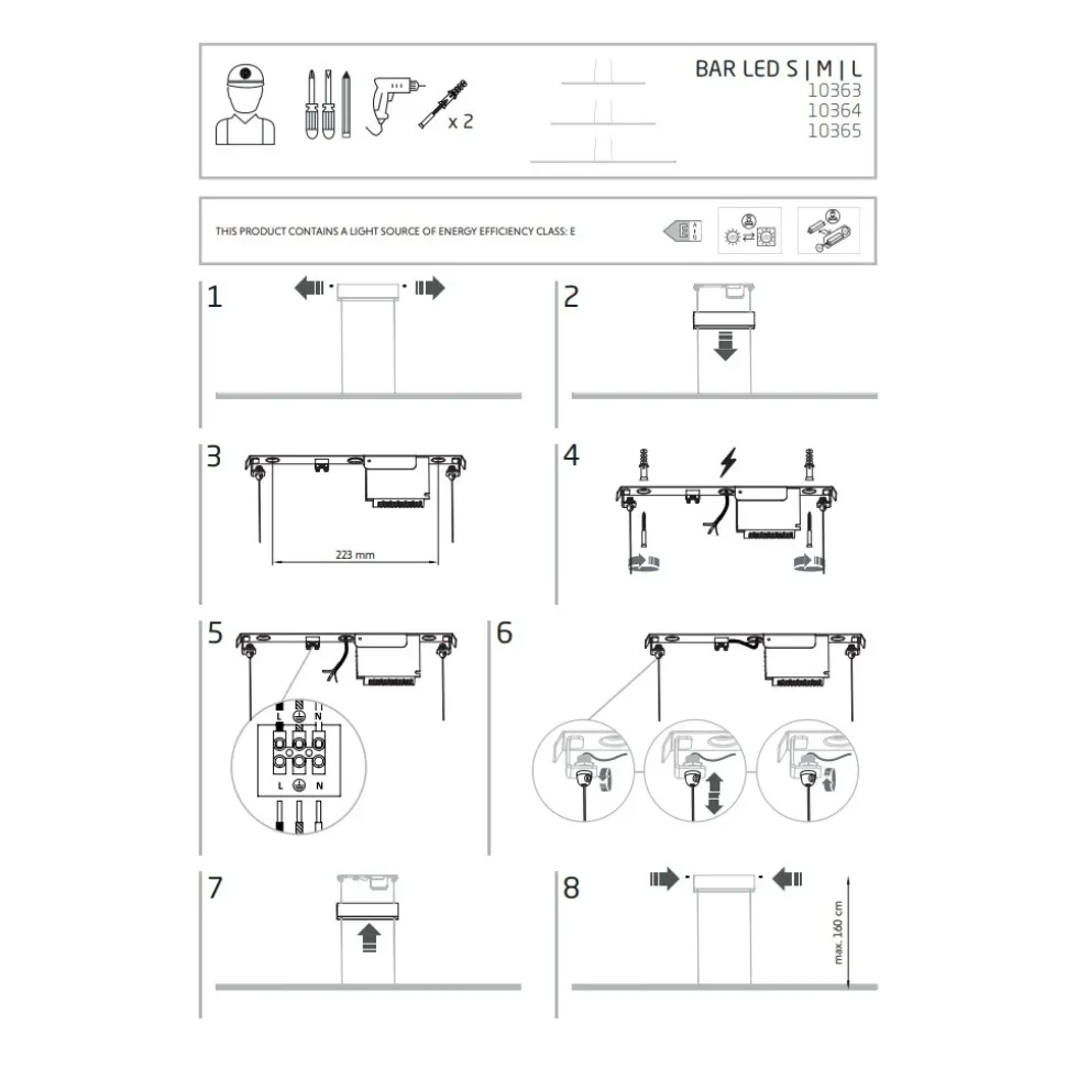 Lampa Wisząca BAR Czarny 21W LED 3000K 120cm