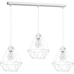 Lampa Wisząca BASKET Biały Metalowe Klosze 3xE27