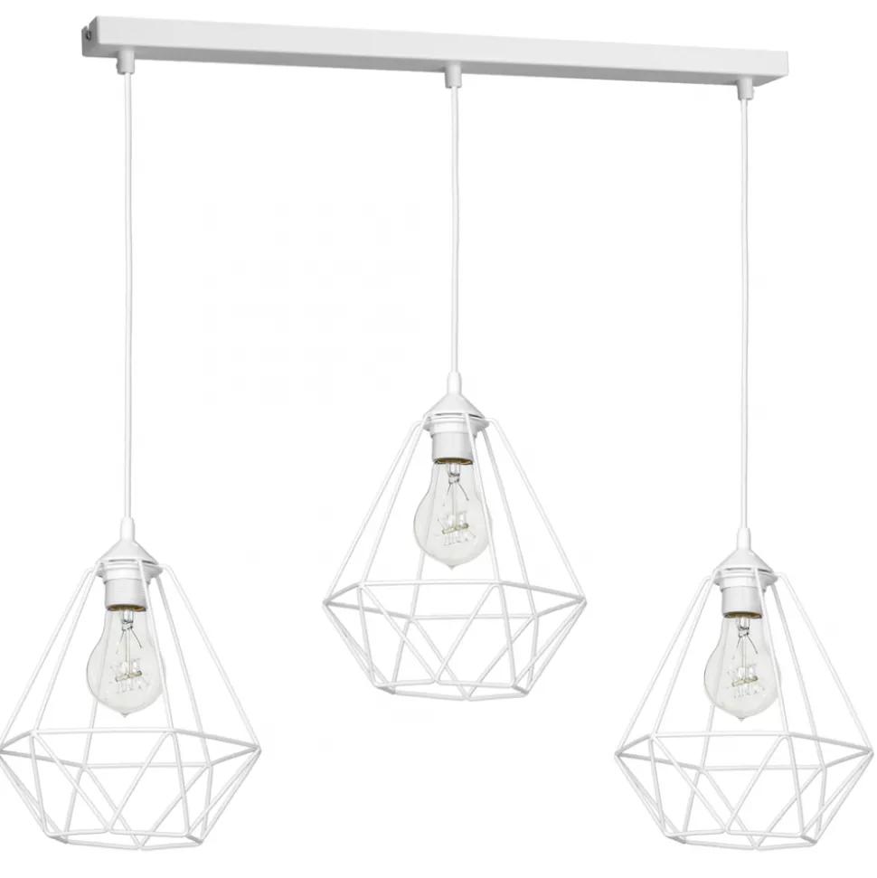 Lampa Wisząca BASKET Biały Metalowe Klosze 3xE27