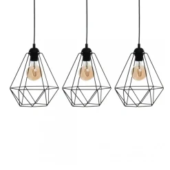 Lampa Wisząca BASKET Czarny Metalowy Klosz 3xE27