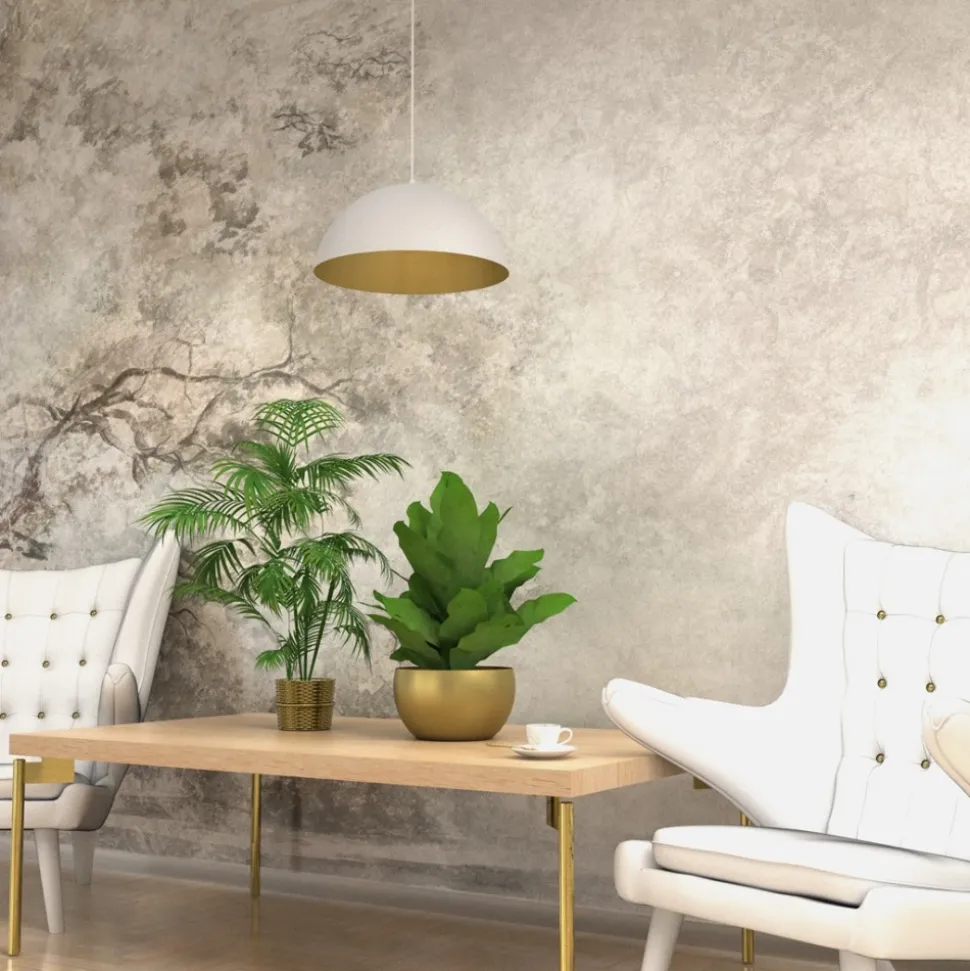 Lampa Wisząca BETA Biały Złoty Metalowy Klosz 1xE27 35cm