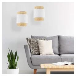 Lampa Wisząca BOHO Biały Beżowy Abażur 1xE27 20cm
