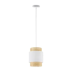 Lampa Wisząca BOHO Biały Beżowy Abażur 1xE27 20cm