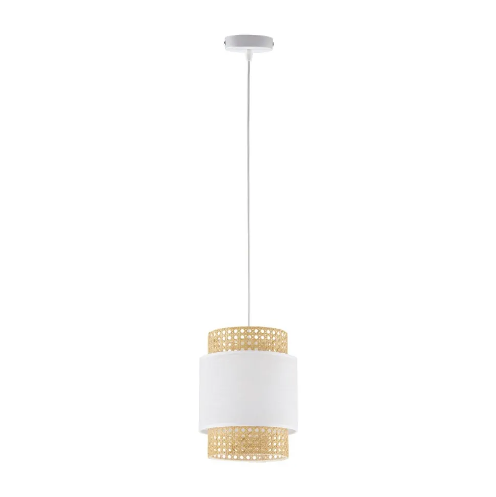 Lampa Wisząca BOHO Biały Beżowy Abażur 1xE27 20cm