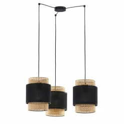 Lampa wisząca BOHO czarna beżowa 3xE27