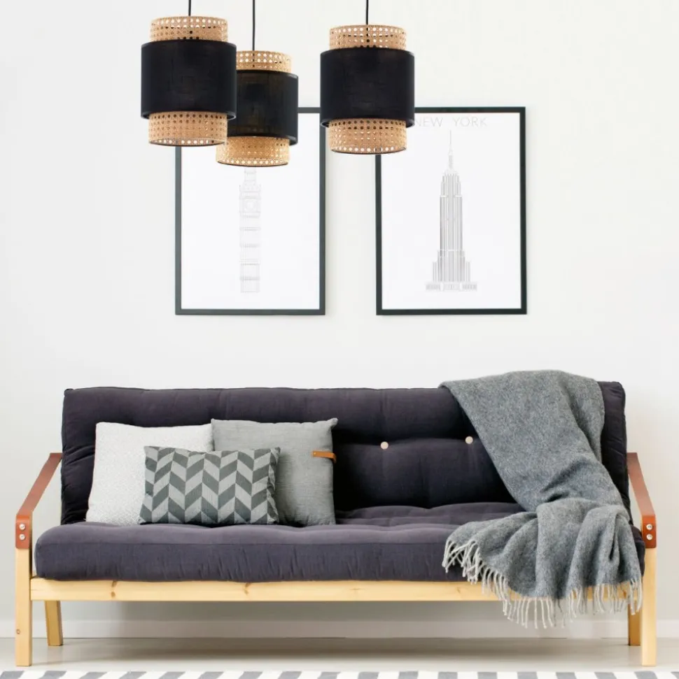 Lampa wisząca BOHO czarna beżowa 3xE27