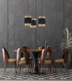 Lampa wisząca BOHO czarna beżowa 3xE27