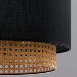 Lampa Wisząca BOHO Czarny Beżowy Abażur 1xE27 38 cm