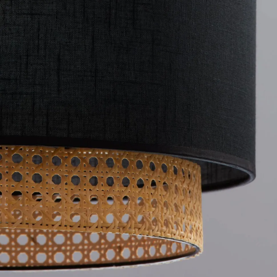 Lampa Wisząca BOHO Czarny Beżowy Abażur 1xE27 38 cm