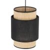 Lampa Wisząca BOHO Czarny Beżowy Abażur 1xE27 20cm