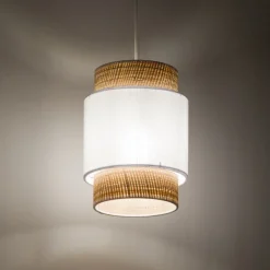 Lampa Wisząca BOHO NEW Biały Beżowy Abażur 1xE27 20cm