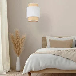 Lampa Wisząca BOHO NEW Biały Beżowy Abażur 1xE27 20cm