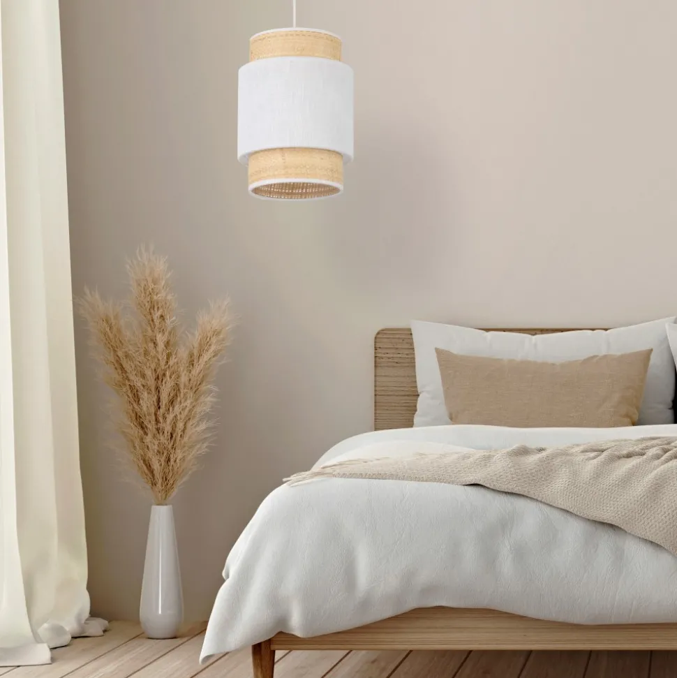 Lampa Wisząca BOHO NEW Biały Beżowy Abażur 1xE27 20cm