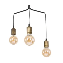Lampa Wisząca BORNEO Czarny Patyna 3xE27