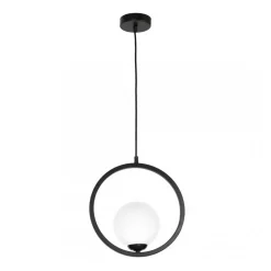Lampa Wisząca BOSTON Czarny Szklany Klosz 1xE14 14cm