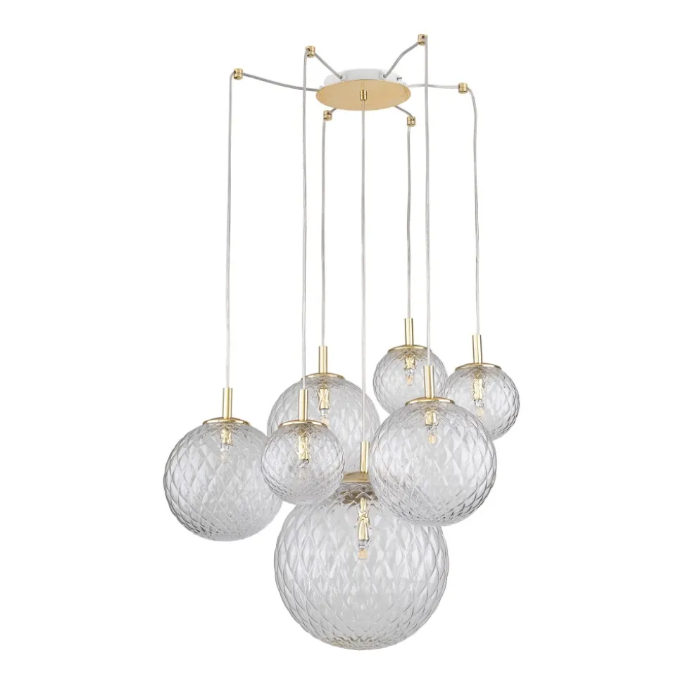 Lampa Wisząca CADIX Złoty Szklane Klosze 7xG9