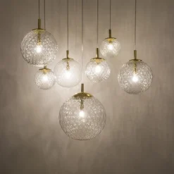 Lampa Wisząca CADIX Złoty Szklane Klosze 7xG9