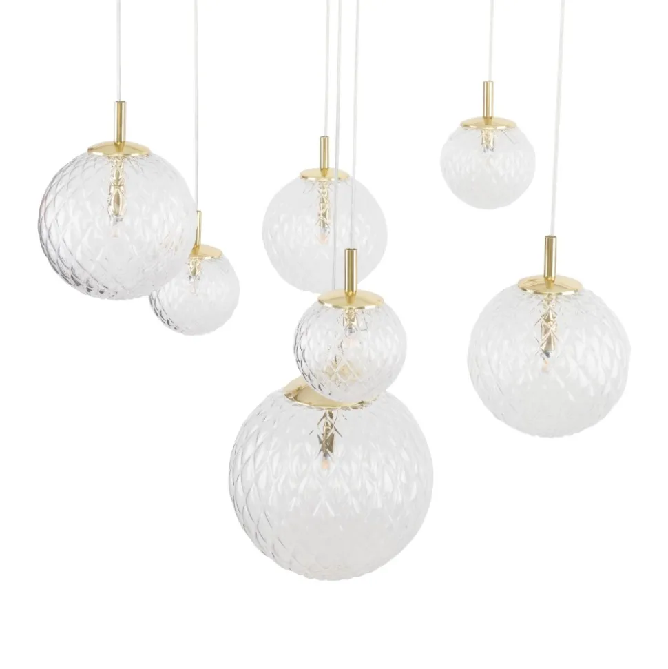Lampa Wisząca CADIX Złoty Szklane Klosze 7xG9