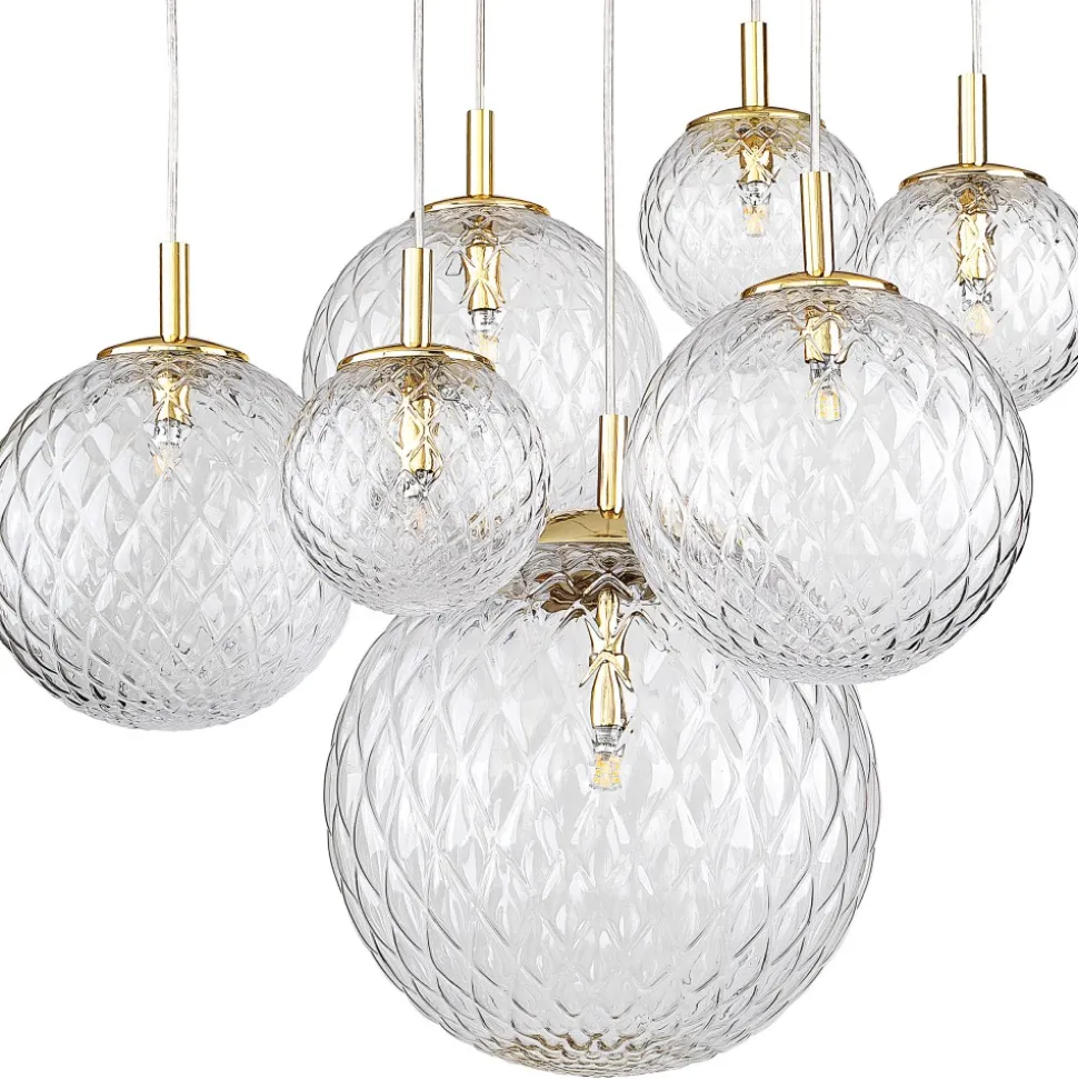 Lampa Wisząca CADIX Złoty Szklane Klosze 7xG9