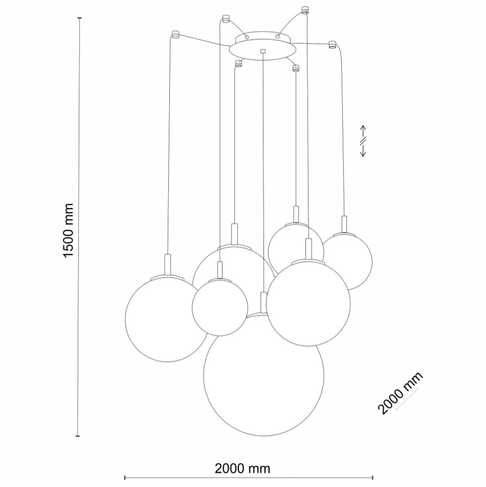 Lampa Wisząca CADIX Złoty Szklane Klosze 7xG9