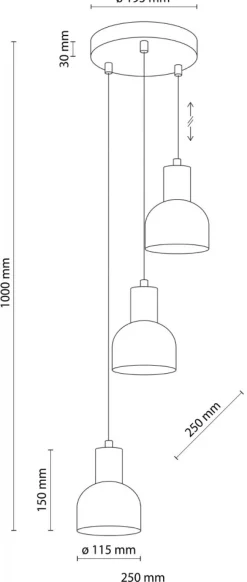 Lampa Wisząca CAIRO Czarny Metalowe Klosze 3xE27