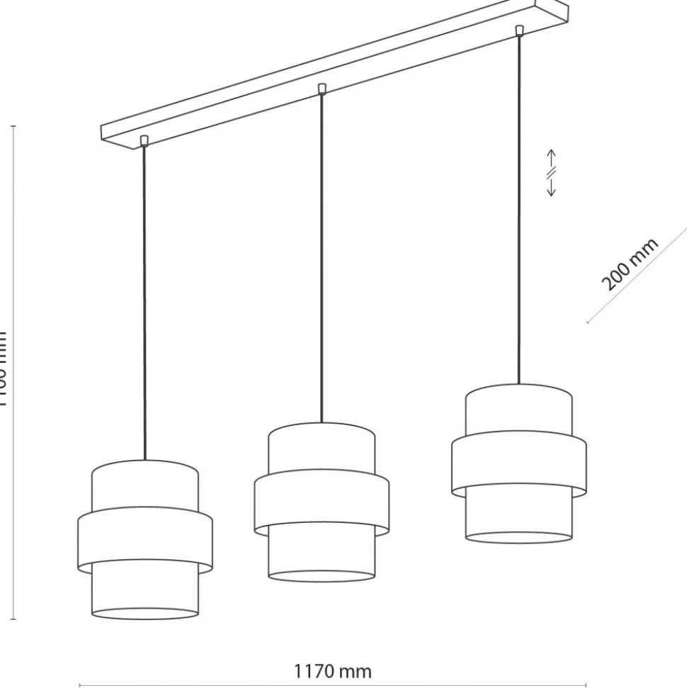 Lampa Wisząca CALISTO Czarny Złoty Abażury 3xE27