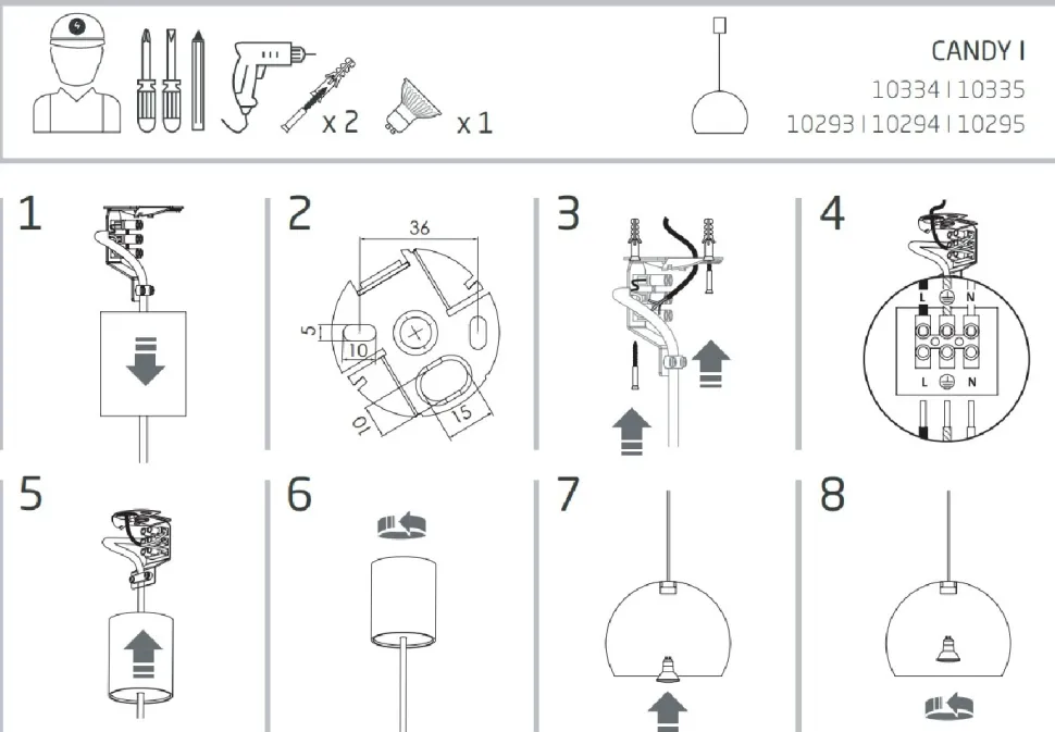 Lampa Wisząca CANDY Biały Metalowy Klosz 1xGU10 27,5cm