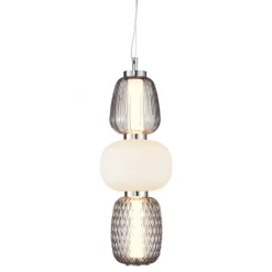 Lampa Wisząca CARO Srebrny Szklane Klosze 28W LED 17cm