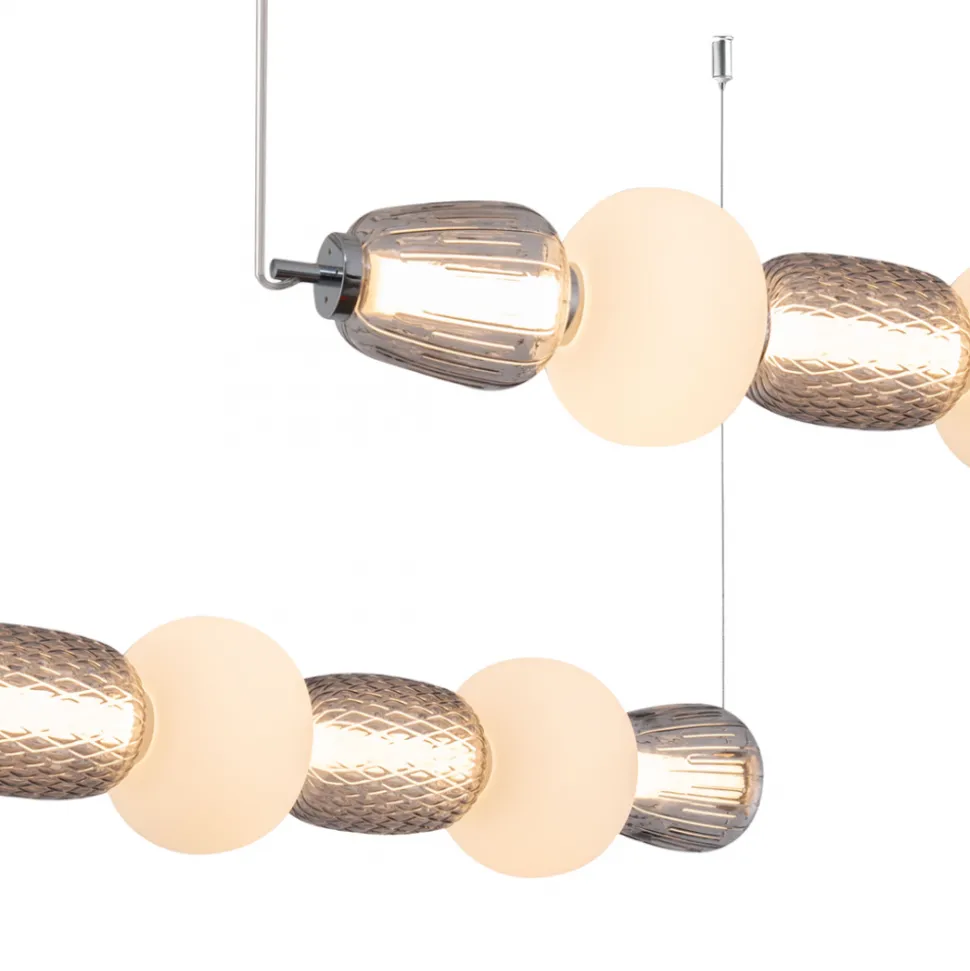 Lampa Wisząca CARO Srebrny Szklane Klosze 42W LED