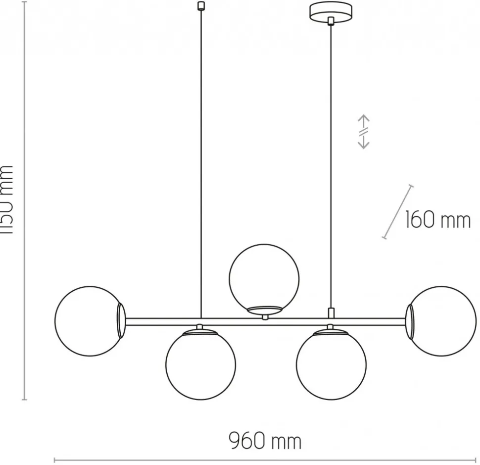 Lampa Wisząca CELESTE Czarny Szklane Klosze 5xE27