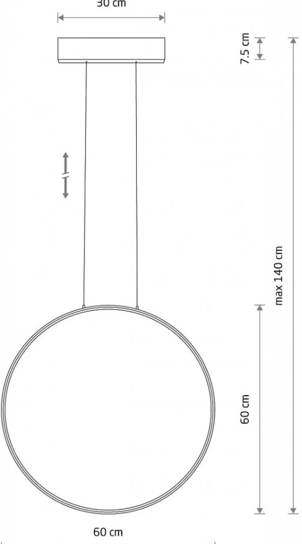 Lampa Wisząca CIRCOLO P Czarny 21W LED 4000K 60cm
