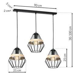 Lampa wisząca CLIFF BLACK 3xE27