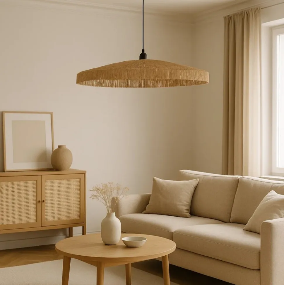 Lampa wisząca 58cm beżowa Bellamy